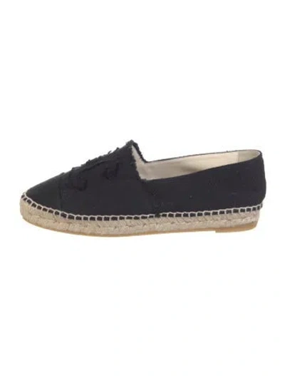 Pre-owned Chanel Interlocking Cc Logo Canvas Espadrilles In Black