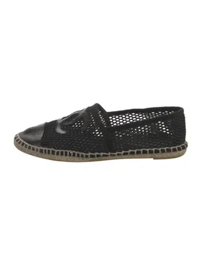 Pre-owned Chanel Interlocking Cc Logo Canvas Espadrilles In Black