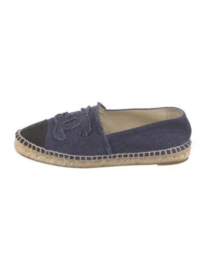 Pre-owned Chanel Interlocking Cc Logo Canvas Espadrilles In Blue