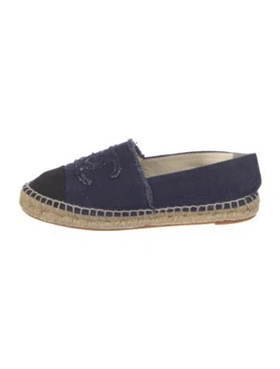Pre-owned Chanel Interlocking Cc Logo Canvas Espadrilles In Blue