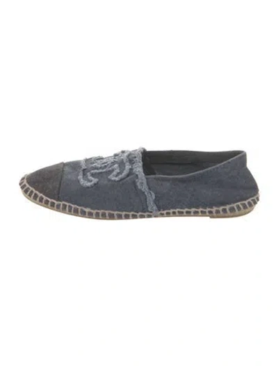 Pre-owned Chanel Interlocking Cc Logo Canvas Espadrilles In Blue