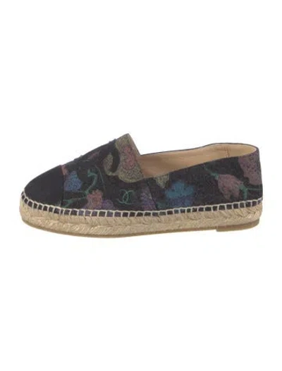 Pre-owned Chanel Interlocking Cc Logo Canvas Espadrilles In Blue