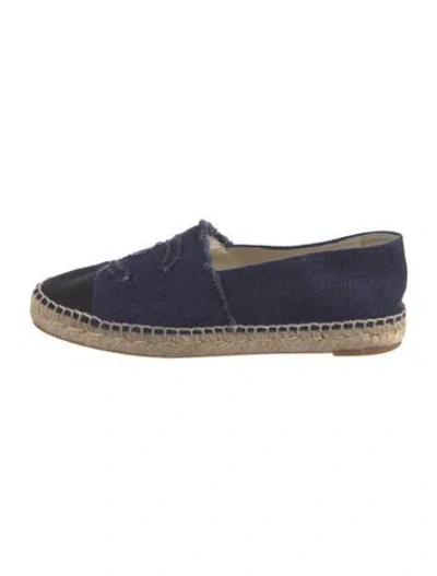 Pre-owned Chanel Interlocking Cc Logo Canvas Espadrilles In Blue