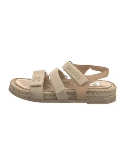 Pre-owned Chanel Interlocking Cc Logo Canvas Espadrilles In Neutral
