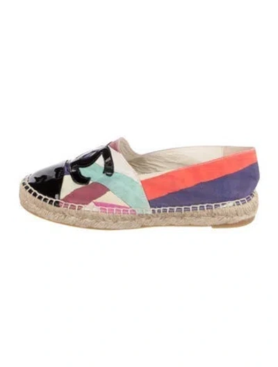 Pre-owned Chanel Interlocking Cc Logo Canvas Espadrilles In Neutrals