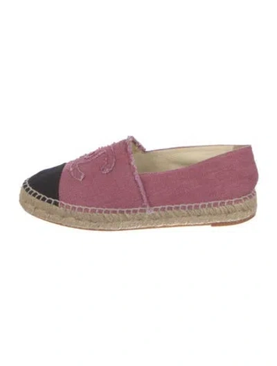 Pre-owned Chanel Interlocking Cc Logo Canvas Espadrilles In Pink