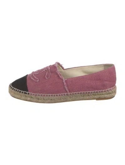Pre-owned Chanel Interlocking Cc Logo Canvas Espadrilles In Pink
