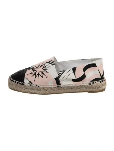 Pre-owned Chanel Interlocking Cc Logo Canvas Espadrilles In Pink