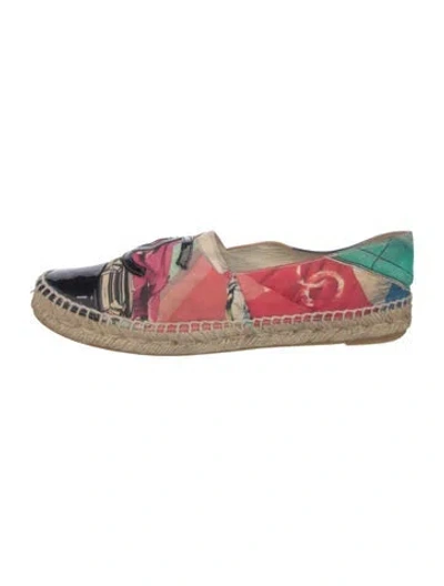 Pre-owned Chanel Interlocking Cc Logo Canvas Espadrilles In Pink