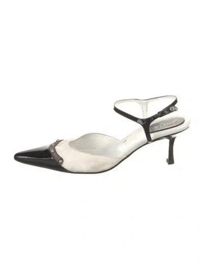 Pre-owned Chanel Interlocking Cc Logo Canvas Slingback Pumps In Multi