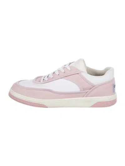 Pre-owned Chanel Interlocking Cc Logo Canvas Sneakers In Pink