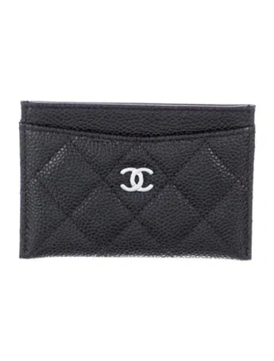 Pre-owned Chanel Interlocking Cc Logo Card Holder In Black