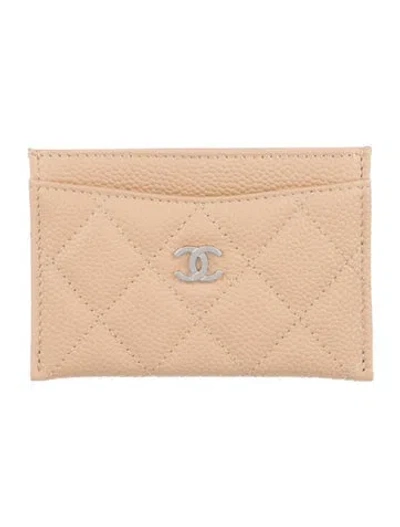 Pre-owned Chanel Interlocking Cc Logo Card Holder In Neutral