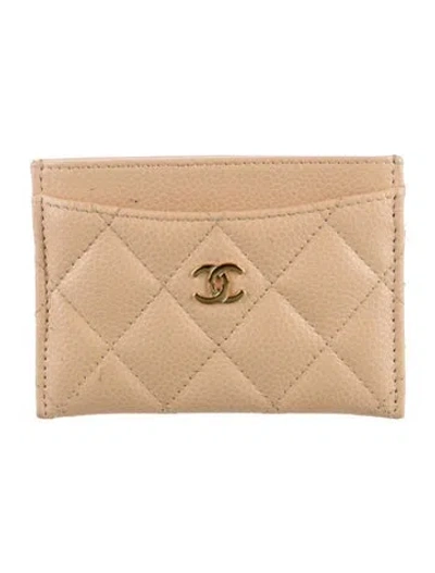 Pre-owned Chanel Interlocking Cc Logo Card Holder In Neutrals