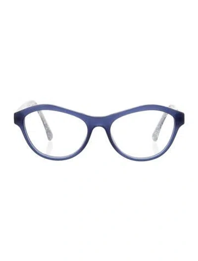Pre-owned Chanel Interlocking Cc Logo Cat-eye Eyeglasses In Blue