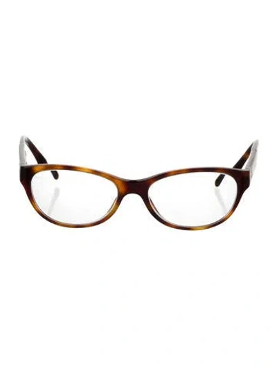 Pre-owned Chanel Interlocking Cc Logo Cat-eye Eyeglasses In Brown
