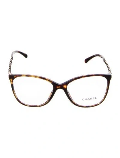 Pre-owned Chanel Interlocking Cc Logo Cat-eye Eyeglasses In Brown