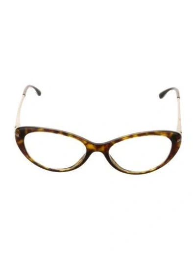 Pre-owned Chanel Interlocking Cc Logo Cat-eye Eyeglasses In Brown