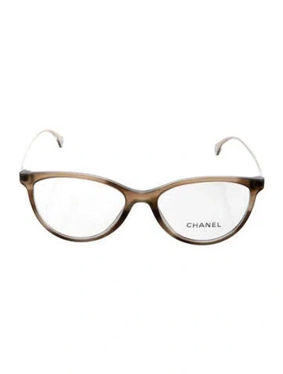 Pre-owned Chanel Interlocking Cc Logo Cat-eye Eyeglasses In Brown