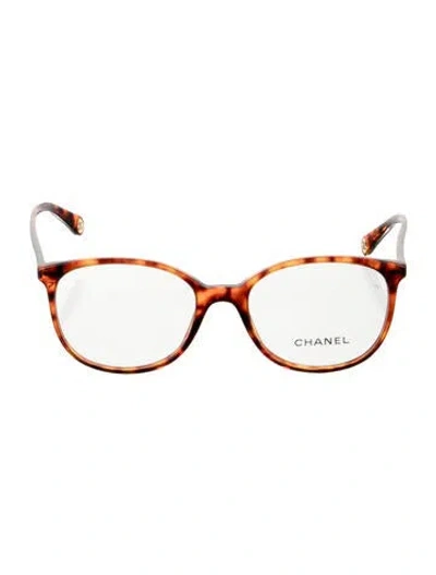 Pre-owned Chanel Interlocking Cc Logo Cat-eye Eyeglasses In Brown