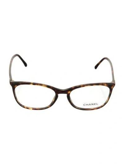 Pre-owned Chanel Interlocking Cc Logo Cat-eye Eyeglasses In Brown