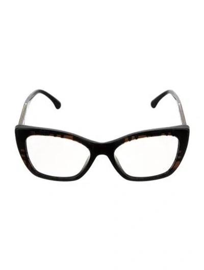 Pre-owned Chanel Interlocking Cc Logo Cat-eye Eyeglasses In Brown