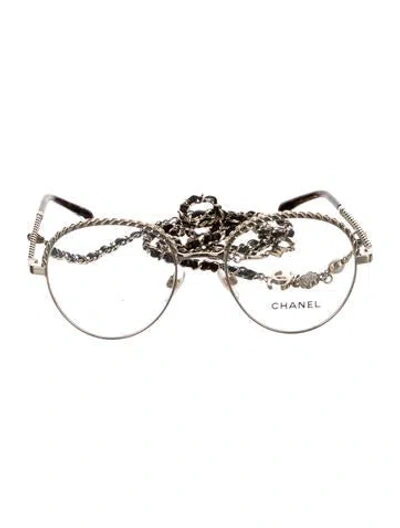 Pre-owned Chanel Interlocking Cc Logo Cat-eye Eyeglasses In Gold