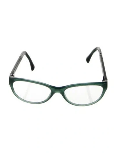 Pre-owned Chanel Interlocking Cc Logo Cat-eye Eyeglasses In Green