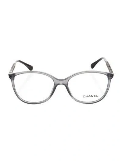 Pre-owned Chanel Interlocking Cc Logo Cat-eye Eyeglasses In Grey