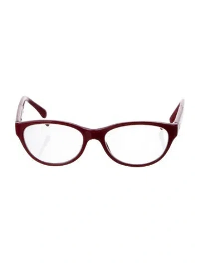 Pre-owned Chanel Interlocking Cc Logo Cat-eye Eyeglasses In Red