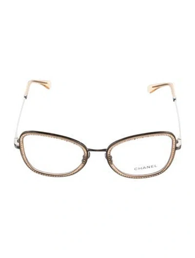 Pre-owned Chanel Interlocking Cc Logo Cat-eye Eyeglasses In Silver