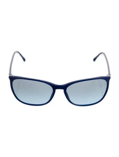 Pre-owned Chanel Interlocking Cc Logo Cat-eye Sunglasses In Blue