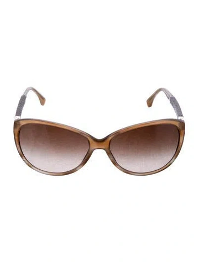 Pre-owned Chanel Interlocking Cc Logo Cat-eye Sunglasses In Brown