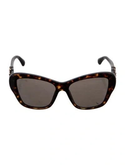 Pre-owned Chanel Interlocking Cc Logo Cat-eye Sunglasses In Brown