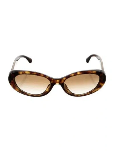Pre-owned Chanel Interlocking Cc Logo Cat-eye Sunglasses In Brown