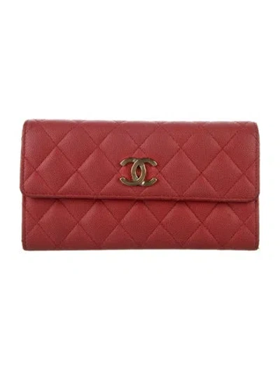 Pre-owned Chanel Interlocking Cc Logo Continental Wallet In Pink