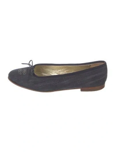 Pre-owned Chanel Interlocking Cc Logo Denim Ballet Flats In Blue
