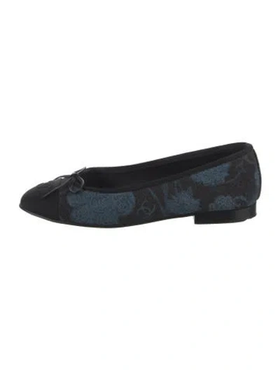 Pre-owned Chanel Interlocking Cc Logo Denim Ballet Flats In Blue