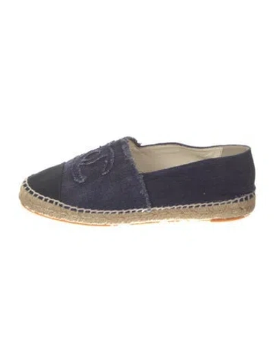 Pre-owned Chanel Interlocking Cc Logo Denim Espadrilles In Blue