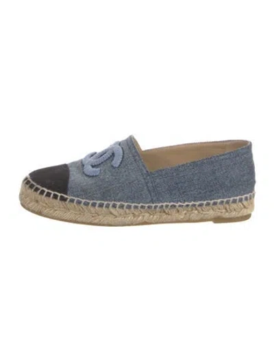 Pre-owned Chanel Interlocking Cc Logo Denim Espadrilles In Blue