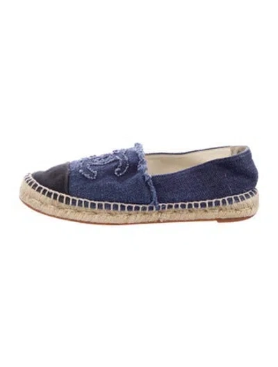 Pre-owned Chanel Interlocking Cc Logo Denim Espadrilles In Blue
