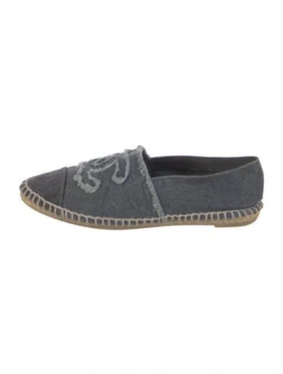 Pre-owned Chanel Interlocking Cc Logo Denim Espadrilles In Blue
