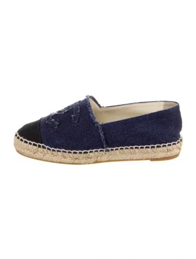 Pre-owned Chanel Interlocking Cc Logo Denim Espadrilles In Blue