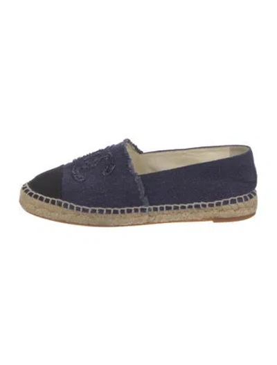 Pre-owned Chanel Interlocking Cc Logo Denim Espadrilles In Blue