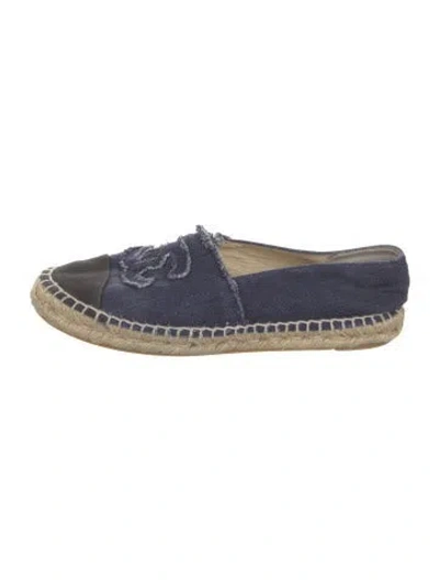 Pre-owned Chanel Interlocking Cc Logo Denim Espadrilles In Blue