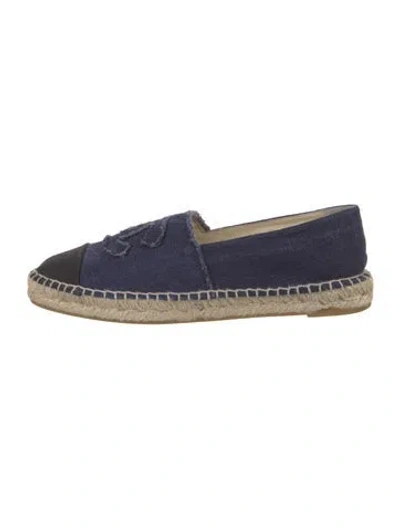 Pre-owned Chanel Interlocking Cc Logo Denim Espadrilles In Blue