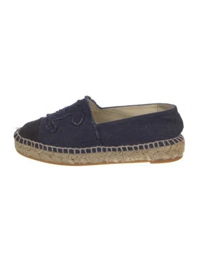 Pre-owned Chanel Interlocking Cc Logo Denim Espadrilles In Blue