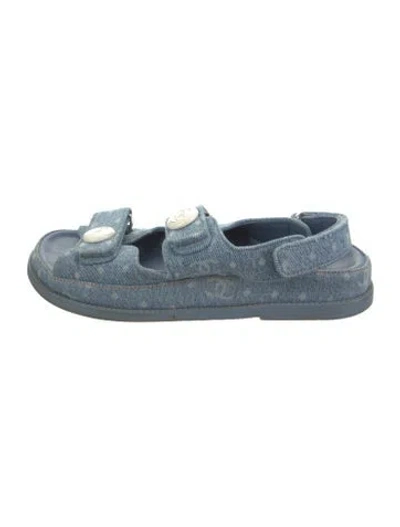 Pre-owned Chanel Interlocking Cc Logo Denim Espadrilles In Blue