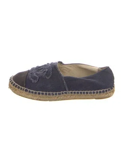 Pre-owned Chanel Interlocking Cc Logo Denim Espadrilles In Blue