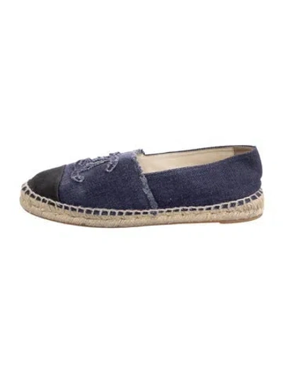 Pre-owned Chanel Interlocking Cc Logo Denim Espadrilles In Blue